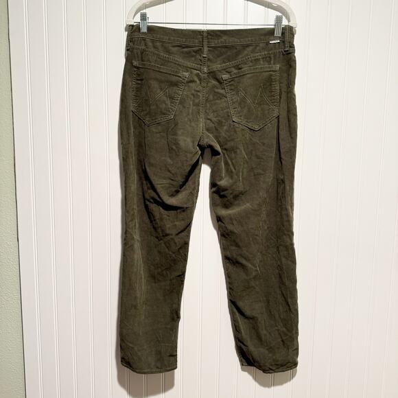 Mother The Dropout Jeans Cropped Hopscotch Olive Green Corduroy Size 27 - Picture 5 of 8